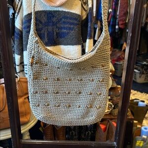 Handcrafted Beige Shoulder Bag with Wooden details